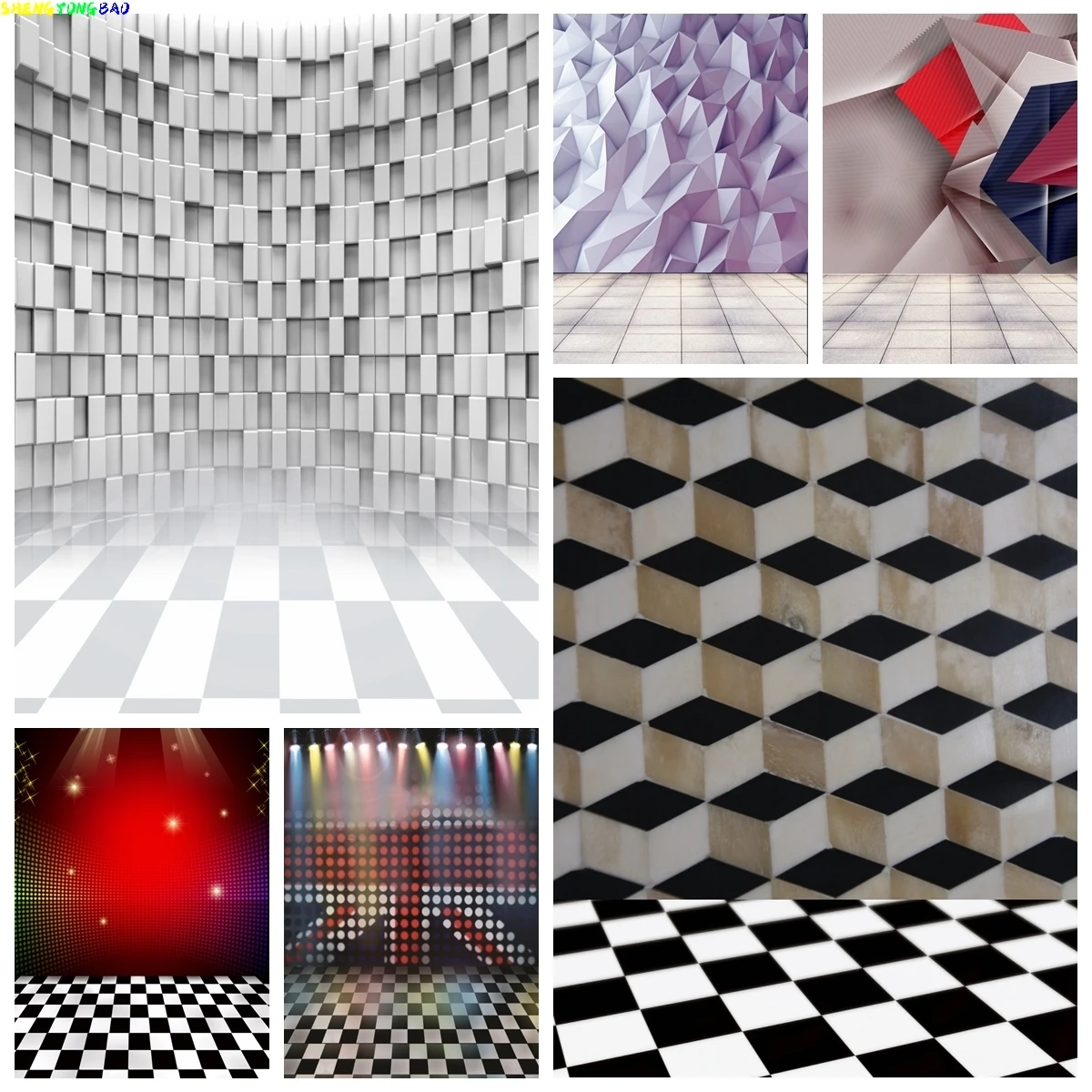 3D Brick Wall Photography Backdrop Geometrical Cement Marble Textured Photo Abstract Pattern Room Decor Background Photo Studio