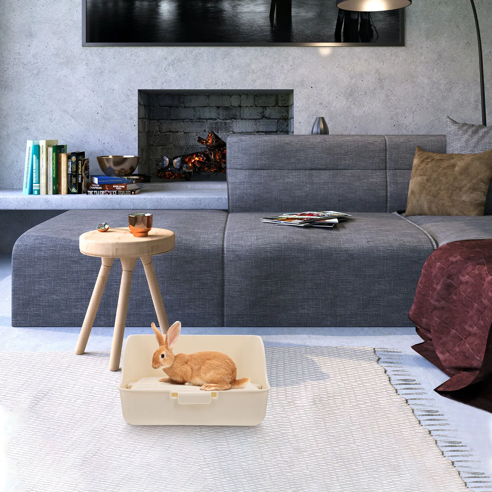 Plastic Pet Toilet For Small Animals Compact Rabbit Litter Box Durable Bunny Potty With Training Corner Pet Supply Lightweight