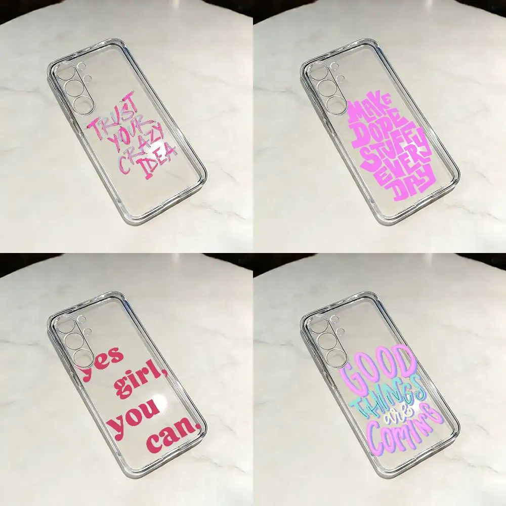 

Simple English letter Phone Case For Samsung S25,24,23,22,21,20,30,Ultra,Plus,Fe,Lite Transparent Cover