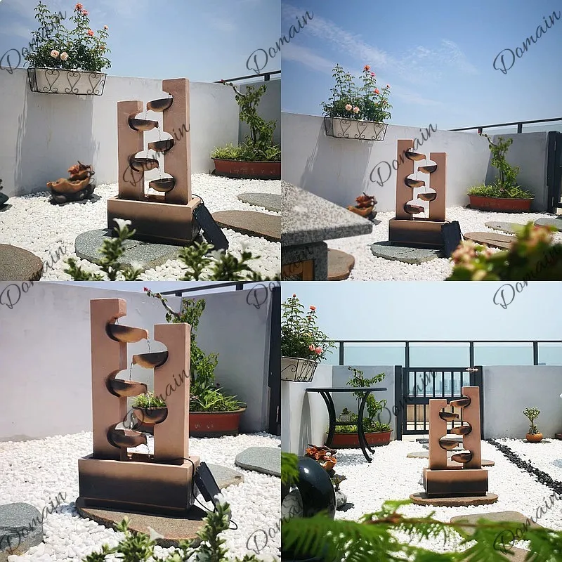 High-end European style flowing fountain, large outdoor courtyard, villa garden decoration