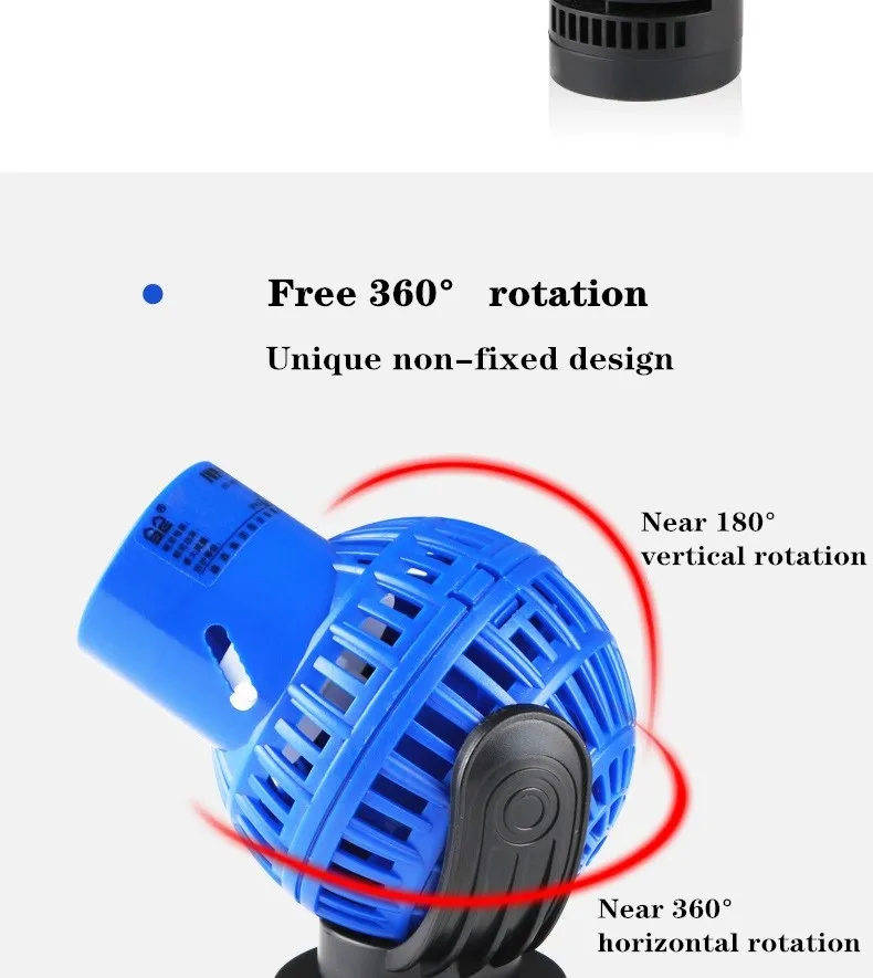 220V 6-26W Aquarium Wave Maker Submersible Circulation Power Pump with Magnet Suction Base Adjustable Flow Rate Marine Fish Tank