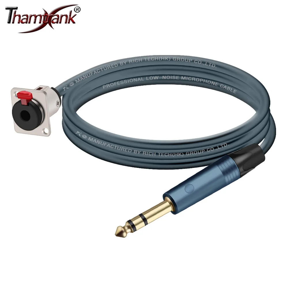 D-Type 6.35mm Female Panel Mount Socket to 6.35mm Male Mono/Stereo Plug Cable Adapter Cord Speaker Microphone Extension Line