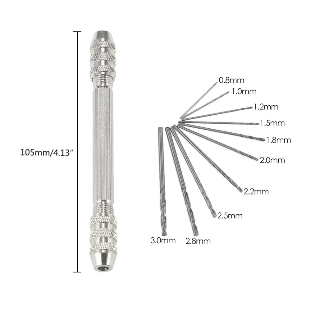 Imagem -02 - para Artesanato para Broca Pcb Broca de Mão Mini Broca de Mão Prata 0.53.2 mm 105 mm 4.13 Polegadas Mandril Duplo Alta Qualidade