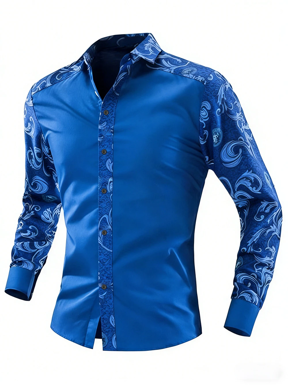 Spring New Arrival Men's Light-colored Long-sleeve Shirt Natural Plant Printed White Shirt Hawaiian Vacation Party Mens Clothing