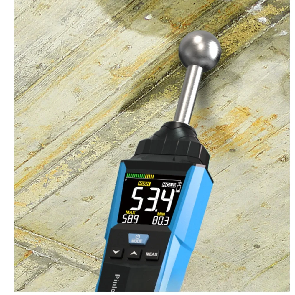 Pinless Moisture Meter For Wood Concrete Drywall, 0-99% Non-Destructive Hygrometer With LCD Display, Alarm & Auto Calibration, W
