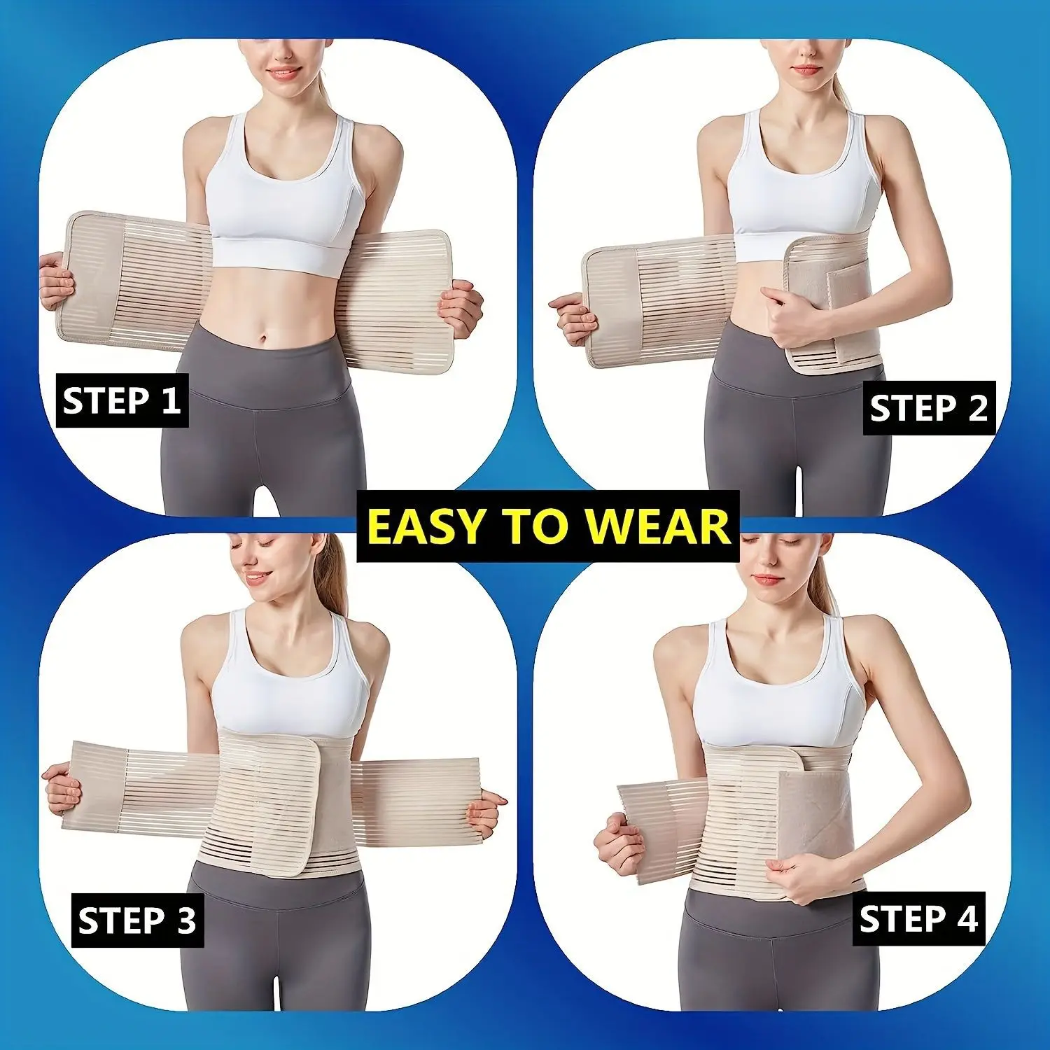 Abdominal Binder for Men & Women – Post Surgery Belly Band Adjustable Compression Wrap Belly Binder Abdomen Hernia Support Belt