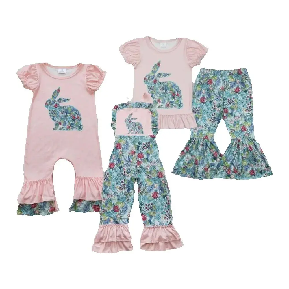 

Baby kids clothing Sibling summer girls Sibling Baby Girls Easter Rabbit Rompers Dresses Suits