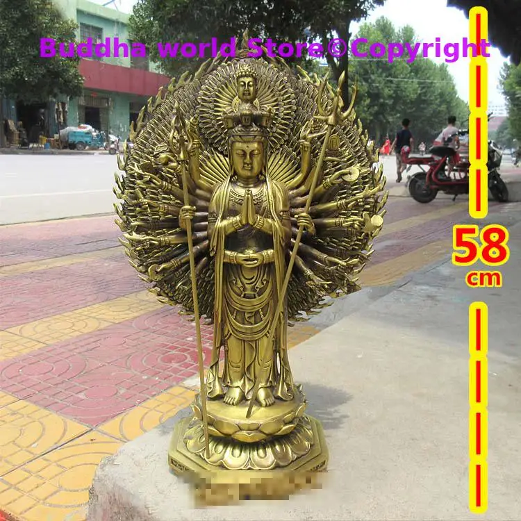 Multi HANDS GUAN YIN Buddha expel demons Talisman Sculpture Thailand Thailand Vietnam Buddhism Temple COPPER statue 58CM large