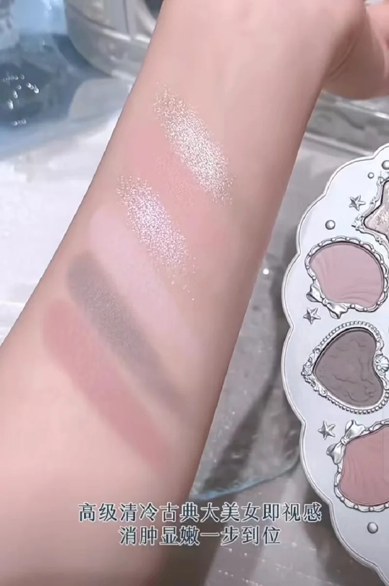 フラワーノウシェルパールシリーズ 6色アイシャドウパレット グリッターシマーパールマット ロングラスティングアイシャドウ