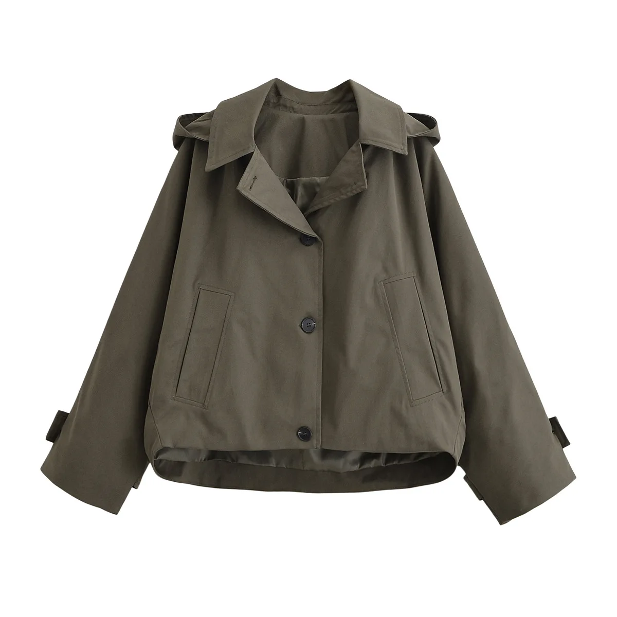 

Cross-border women's clothing 2025 autumn new hooded design cloak-style windbreaker jacket jacket