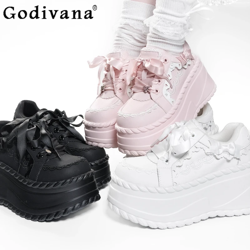 

Original Japanese Mine Thick-Soled Shoes Autumn Winter Sweet Lolita Lace-Up Platform Shoes Women's Fashion Versatile Sneakers