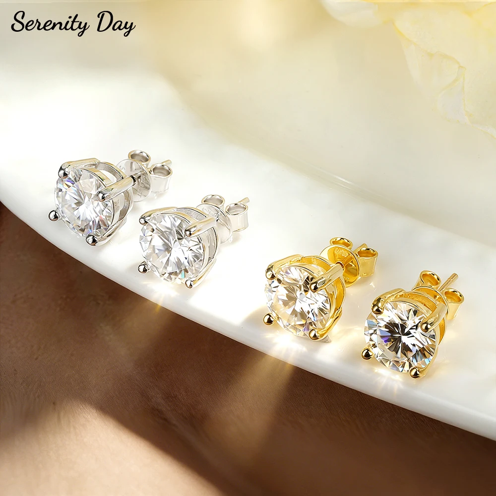 

Серьги-гвоздики Serenity 0,1-3 карата с муассанитом для женщин и мужчин, подарок, стерлинговое серебро S925, сверкающие лабораторные серьги-гвоздики с бриллиантами, ювелирные изделия 18 карат