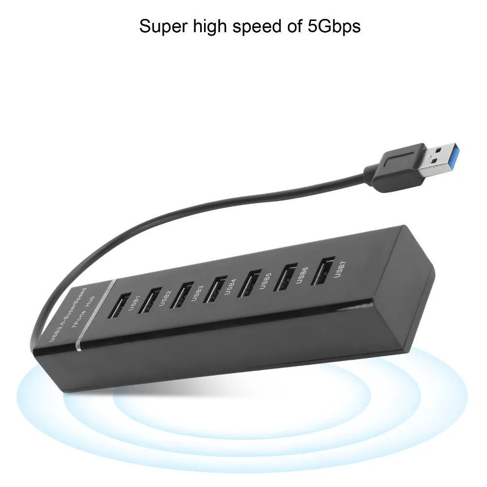 Durable Blue LED Indicator USB 3.0 Hub High Speed 5Gbps Plug and Play USB Data Hub DC 5V Multi-Port Adapter PC Connection