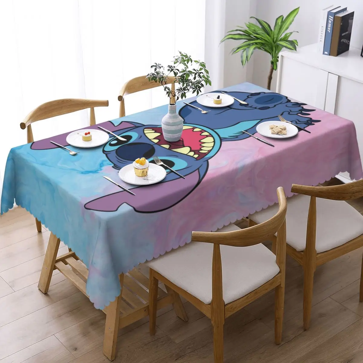 Custom Rectangular Fitted Cute Stitch Disney Table Cloth Waterproof Tablecloth Outdoor 40