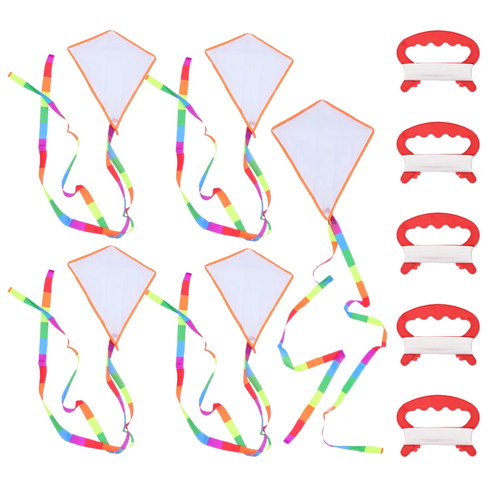 Juego de piezas manuales de cometa de juguete para niños, pintura de plástico, cometas de bricolaje interesantes para niños, 5 Juegos