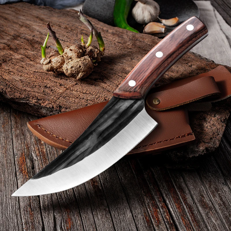 

Carbon Steel Boning Knife Handmade Forged Kitchen Knife Meat Cleaver Vegetable Knife Kitchen Bone Fruit Cutter Tool