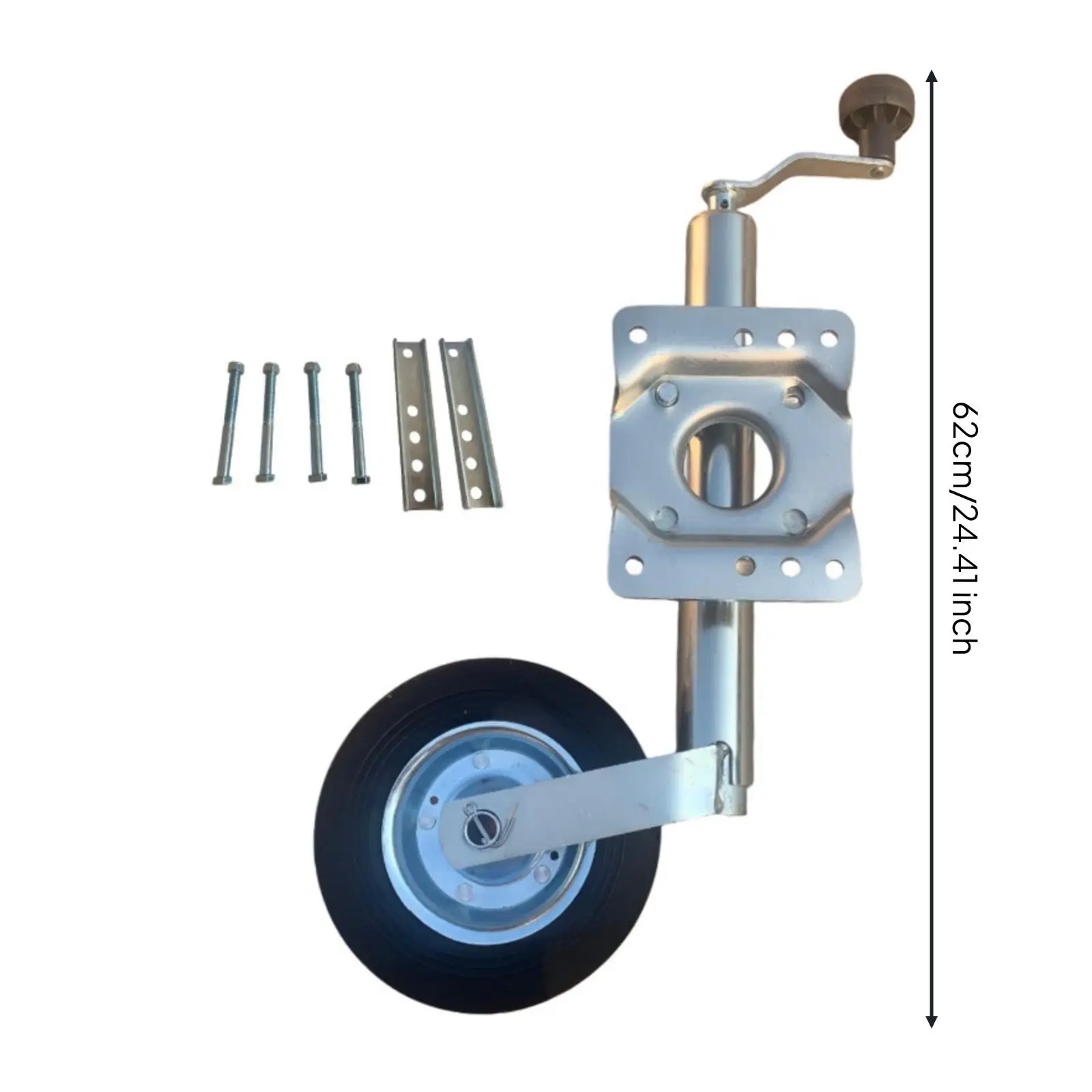 Foldable Trailer Guide Wheel with Swivel Mounting Plate Swiveling Top-Wind Trailer Jack Assembly for Caravan Maneuvering