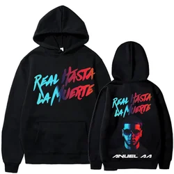 Gradient Letter Anuel AA Printed Hoodie Jacket Hasta La Muerte Casual Sportswear Men's and Women's Winter Fleece Cartoon Hoodie