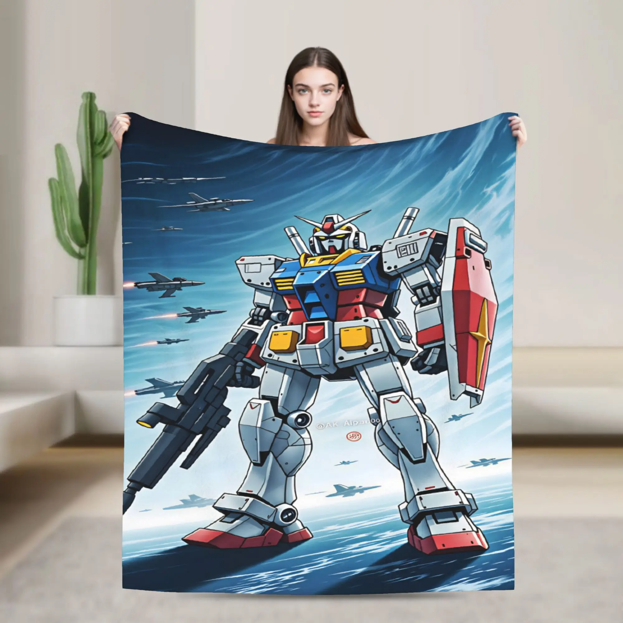 Mobile Suit Gundam Blankets  Warm Soft Comfortable Plush Throw Blanket For Couch Chair Travel Flannel Bedspread Bed Cover