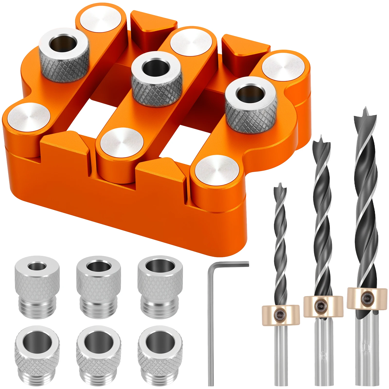 

Self Centering Dowel Jig Kit Aluminum Alloy Dowel Drill Joinery Kit Adjustable Clamp Woodworking Centering Hole Positioning Jig