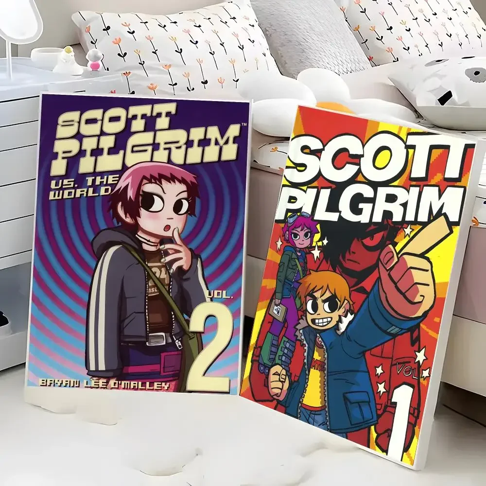 Scott Pilgrim Vs. The World Bryan Lee O'Malley Edgar Wright Graphic Novel Calligraphy Poster Eco-Friendly Decor Frameless Canvas