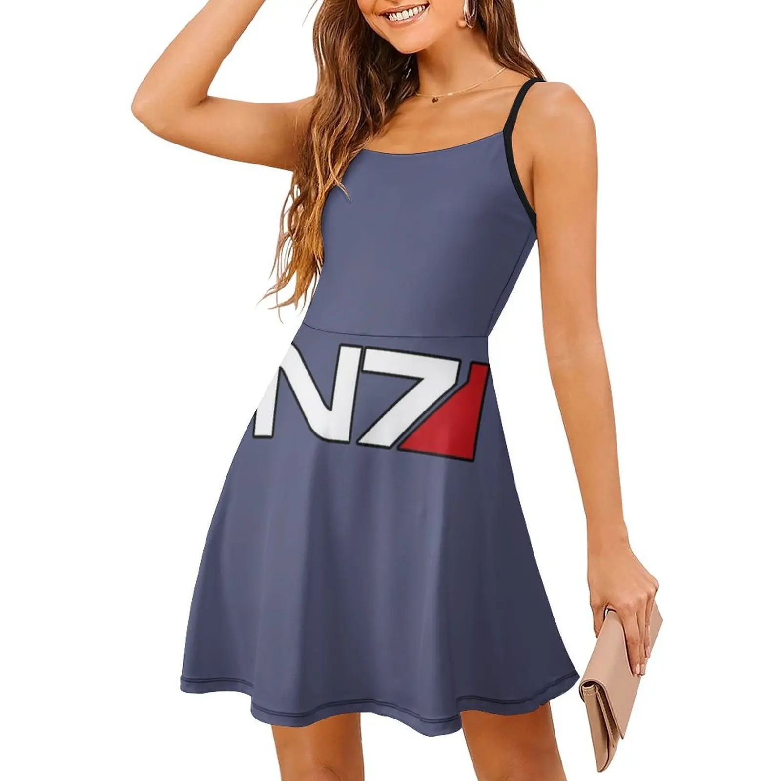 N7 شعار الأزهار سموك فستان للنساء الربيع الصيف فستان كاجوال للحزب كتلة تأثير قائد الراعي شيبرد مساء اللباس #3