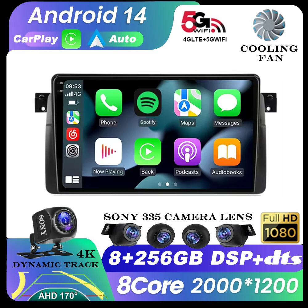 

Android 14 Car Radio For BMW E46 M3 1998-2006 Multimedia Video Player 2Din 4G WIFI GPS Navigation Carplay Head unit 360 Camera