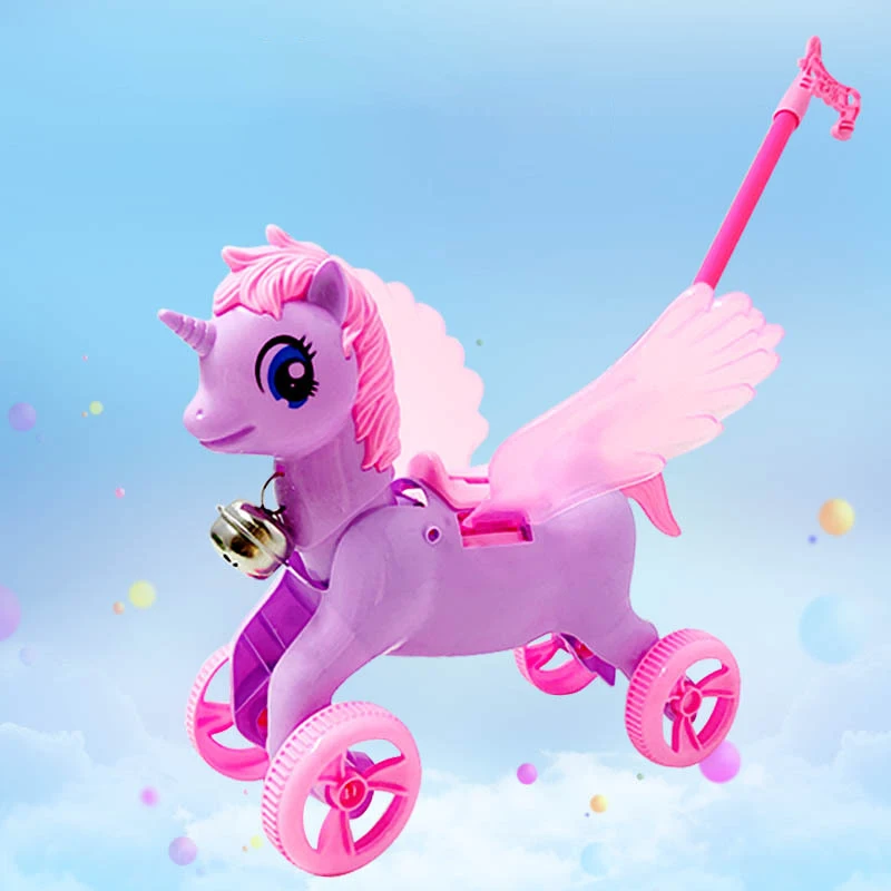 Cartoon Cute Hand Push Pegasus Children House Sound Cartoon Pegasus Stroller Toy Parent-child Interaction Early Education Walker