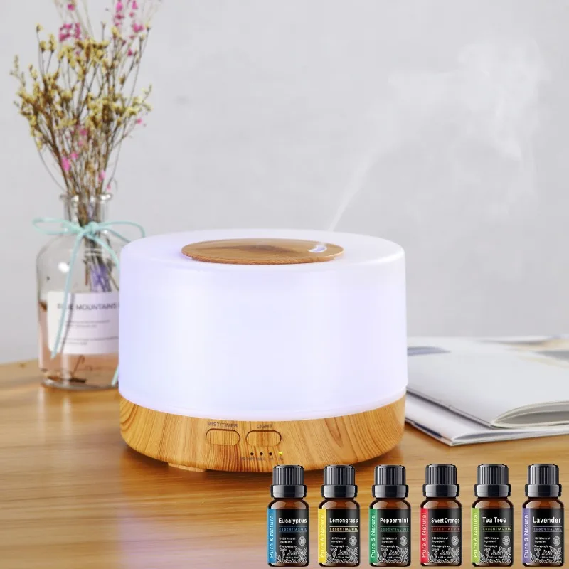 

Advanced 500ML Ultrasonic Diffuser - 7 LED Colors, 4 Timer Modes, Auto Shut-Off + Free 6 x 10ml Essential Oil Bottles