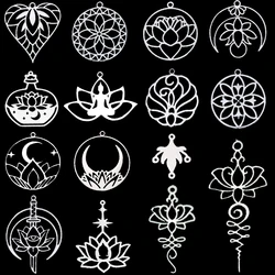 3 pezzi Exquiaite amuleto luna fiore di loto Charms orecchini artigianali fai da te collana creazione di gioielli Yogo buddismo ciondolo in acciaio inossidabile