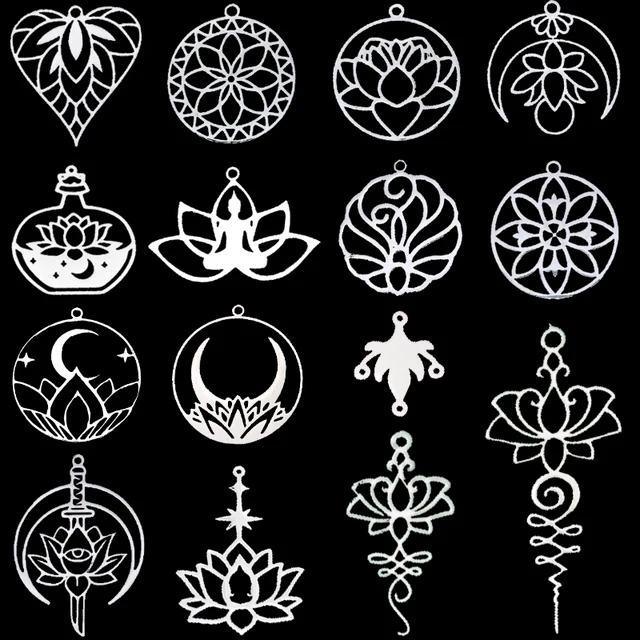 3 sztuk wykwintny amulet księżyc kwiat lotosu Charms DIY Craft kolczyki naszyjnik tworzenia biżuterii Yogo buddyzm wisiorek ze stali nierdzewnej