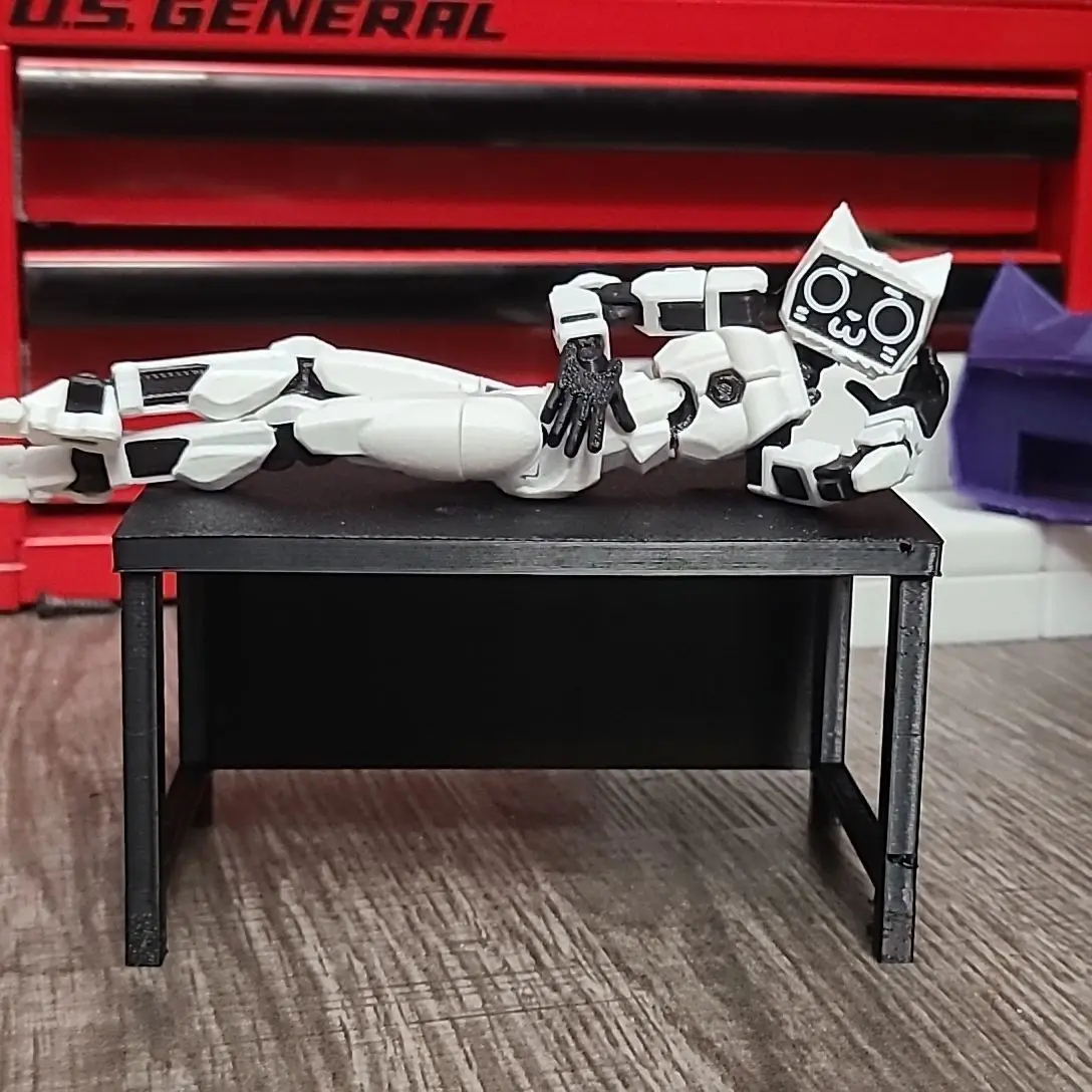 

3D Printed Dummy13 Lucky13 Posable Figure - TV Man with Cat Ears, Articulated Doll for Gifts