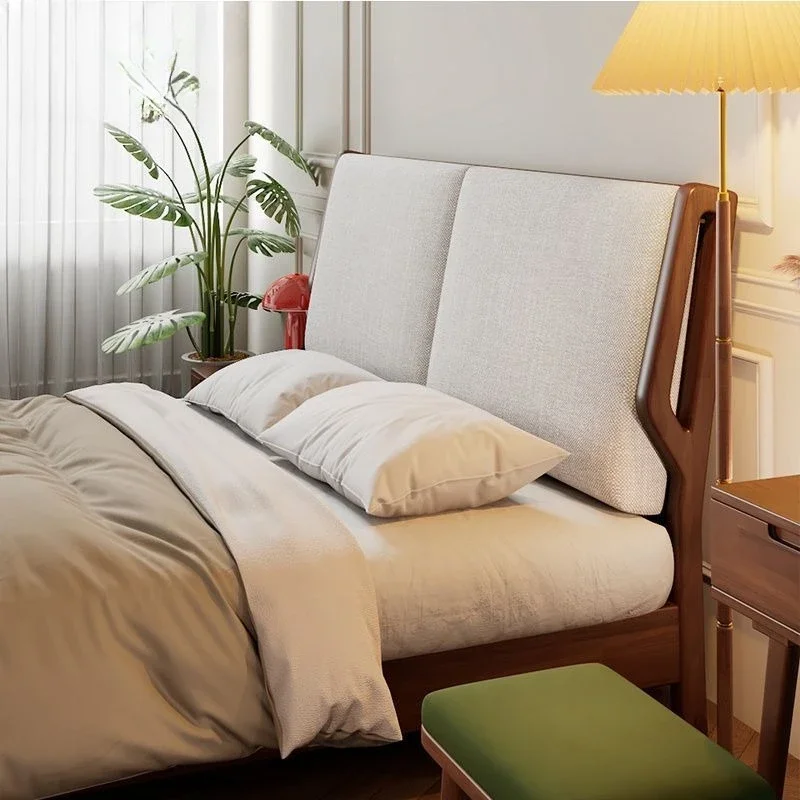 Nordic full solid wood bed, simple rental house double bed