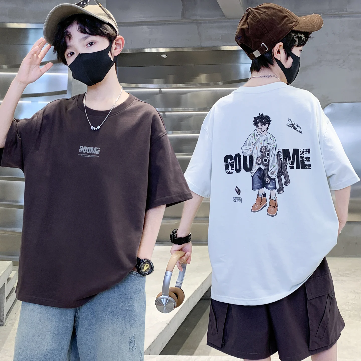 Boys Teen Cotton T-Shirt Summer Collection Cool Feeling Breathable Loose Fit Short Sleeve Casual Style for Children And Teens