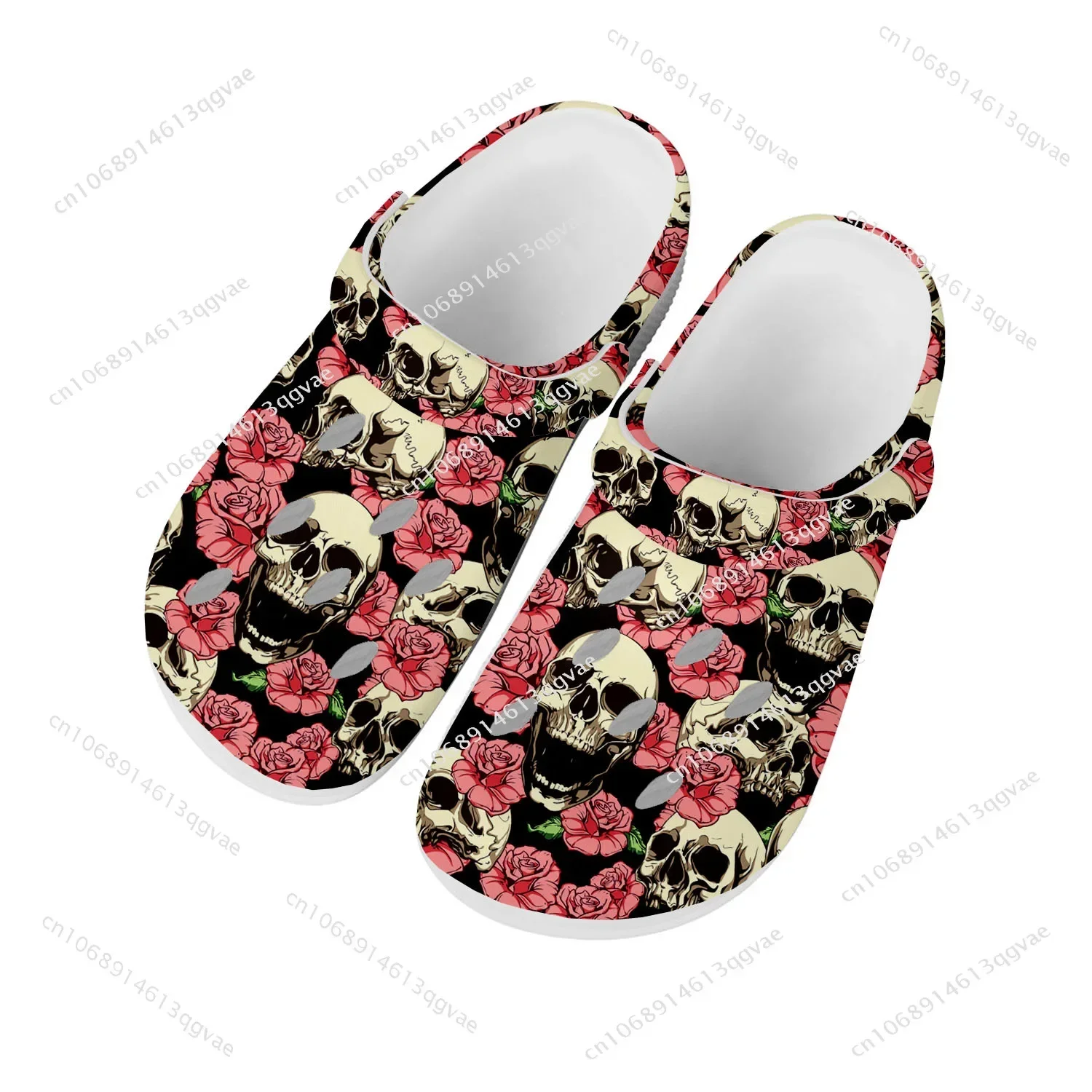 Homens e mulheres Crânio Pop Hot Clog Fiery, Tamancos domésticos, Sapatos de água personalizados, Tampão de jardim, Chinelos respiráveis para praia, Adolescente, Branco