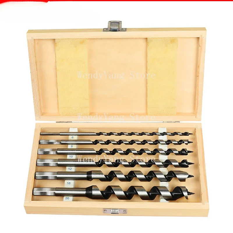 6PC wooden box Zhiluo drill set 6-piece set Zhiluo drill 6-20 woodworking drill woodworking tool set