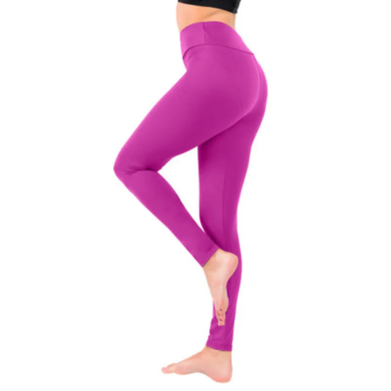 Mallas ajustadas de cintura alta para mujer, pantalones de Yoga de seda de leche, de Color sólido, de realce, con costura