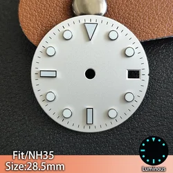 NH 35 Series Dial 28.5MM Single Calendar Watch Dial Blue Night Light Suitable For NH 35 Series Watch Movement Replacement Parts