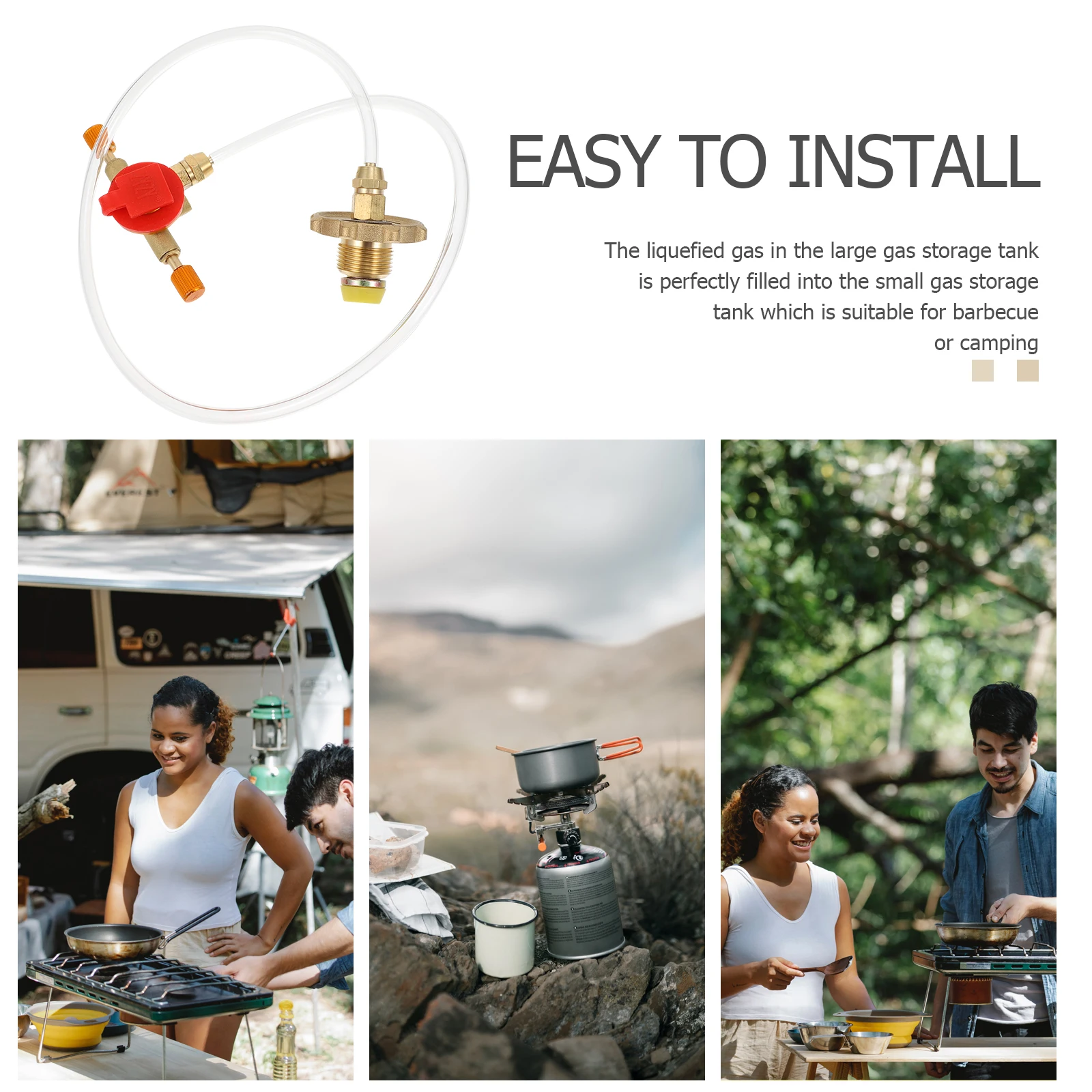 

1pc Flat Gas Canister Adapter Durable Rubber Copper Material For Outdoor Camping Stove Bbq Picnic Portable Inflation Valve