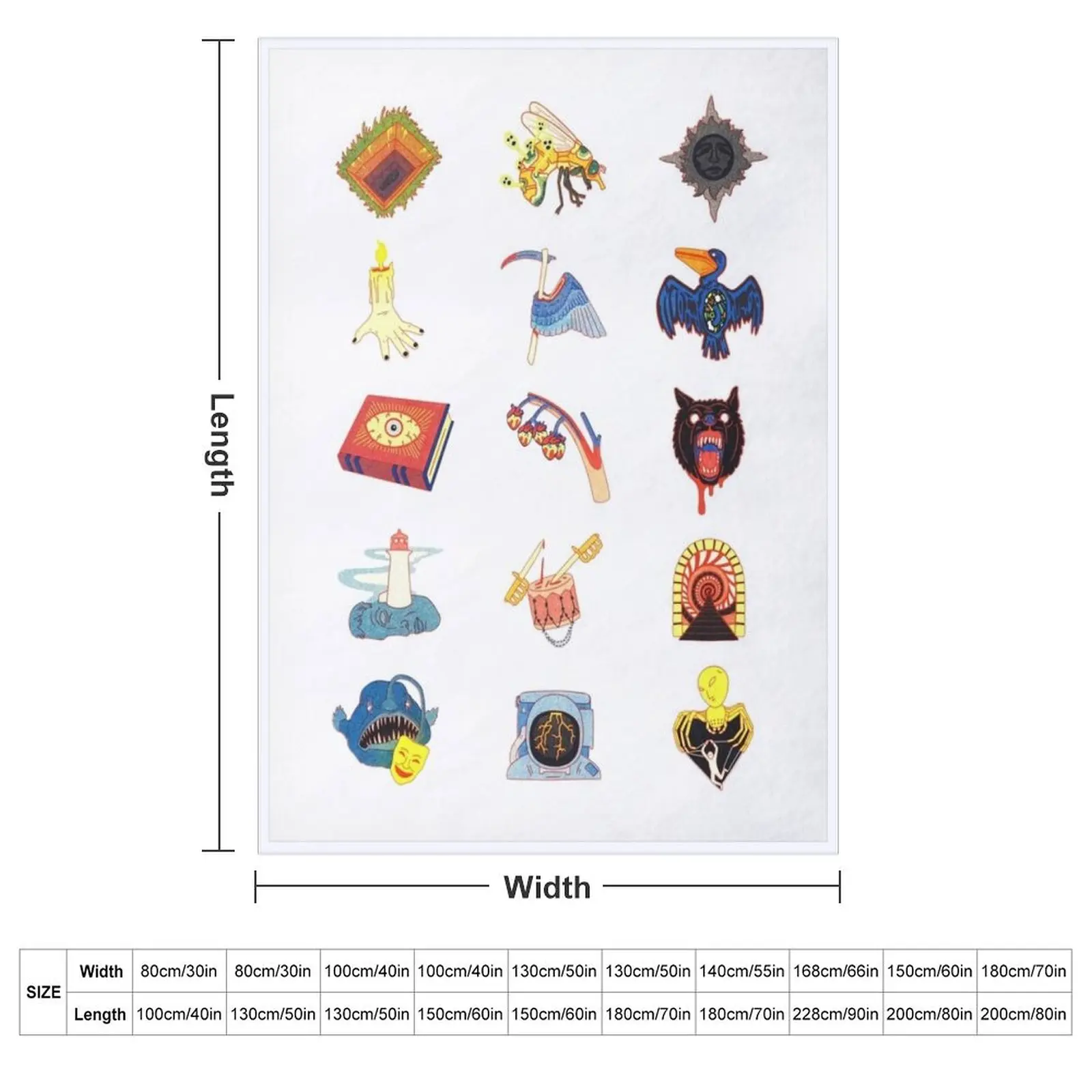 15 Fears Risograph Icons Throw Blanket Furry Winter beds Cute cosplay anime blankets ands warm for winter Blankets