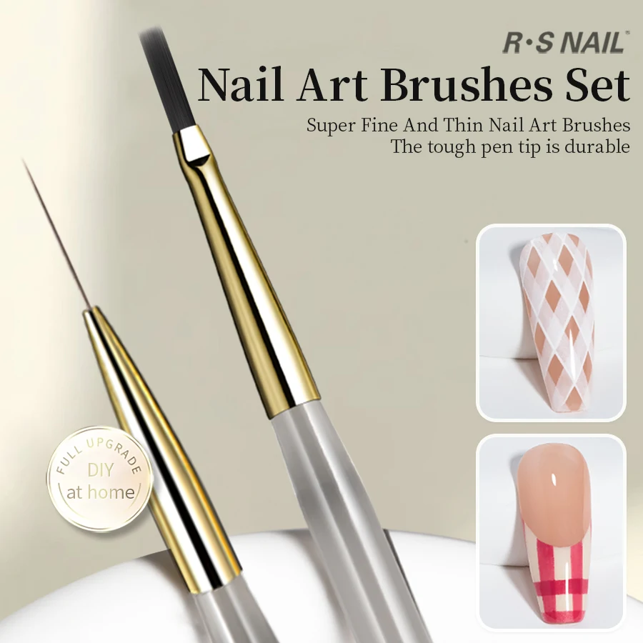 RSNAIL Nail Art Brush Set Vintage Checker Brush Ultra-Fine Drawing Painting Brushes Nail Art Kit with Y2K Style Manicure Tools