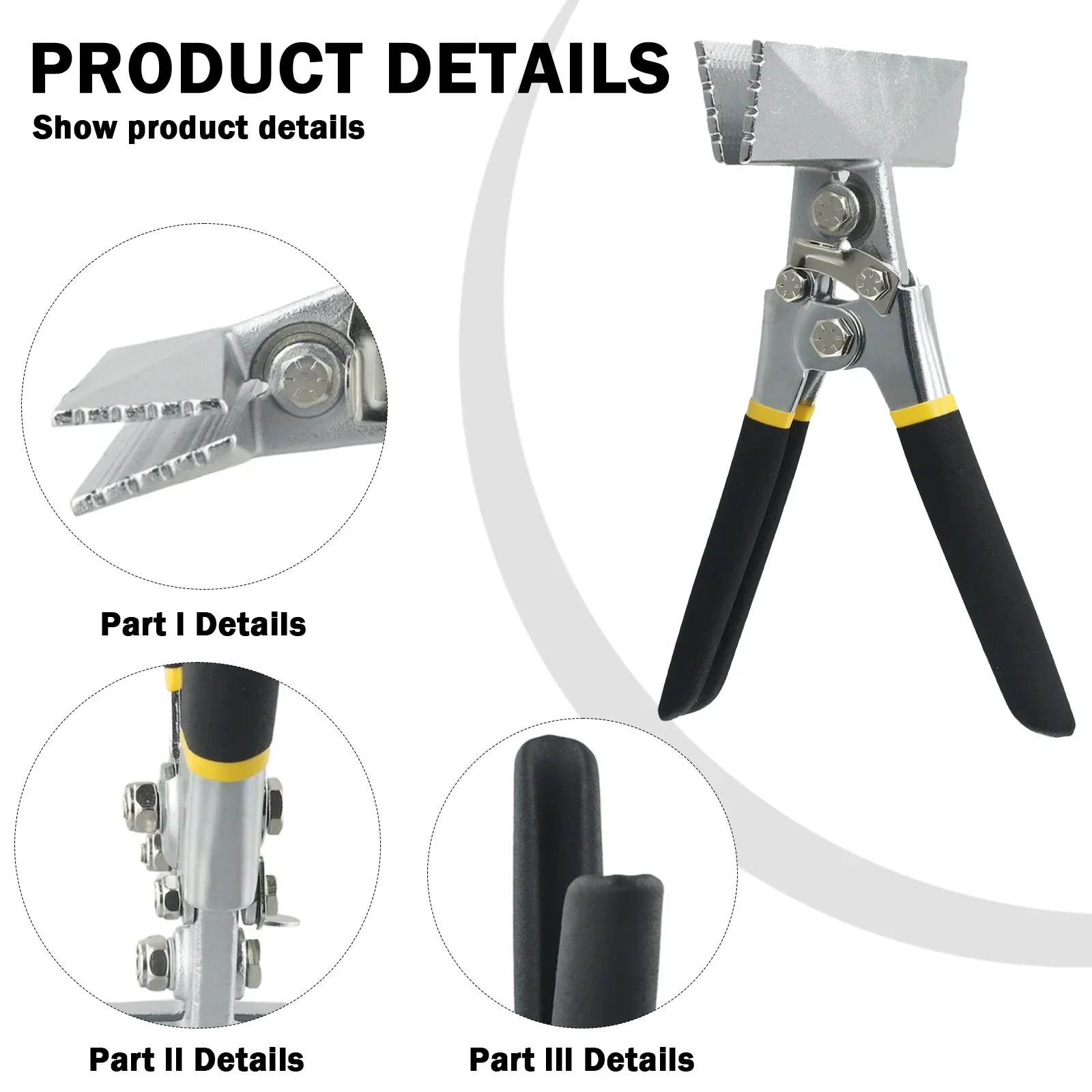 Sheet Metal Bending Pliers with Elbow Handle for Crimping and Bending Applications in Light Steel Frame Construction