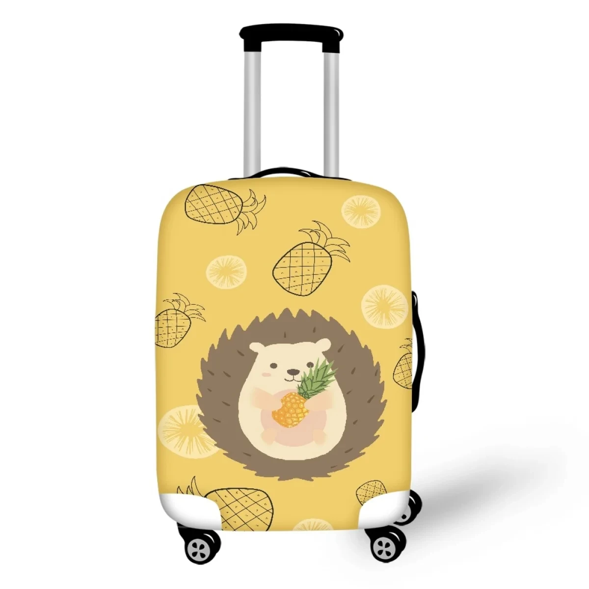 Borsa da viaggio per bambini Kawaii Cartoon Ananas Hedgehog Proteggi la copertura Valigia da viaggio elastica impermeabile adatta per 18-32 pollici