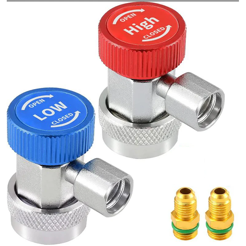 Adjustable R134A Adapter Fittings H/L Quick Coupler AC Car Air Conditioner Refrigeration Freon Manifold Gauge Hose Connector