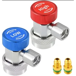 Adjustable R134A Adapter Fittings H/L Quick Coupler AC Car Air Conditioner Refrigeration Freon Manifold Gauge Hose Connector