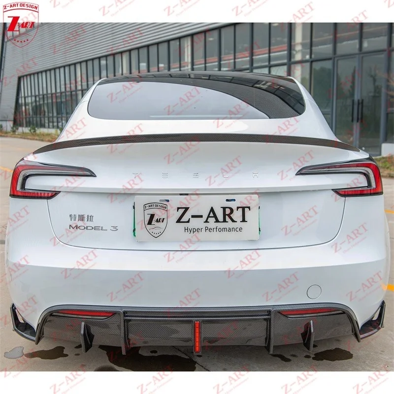 Z-ART Model 3 طقم هيكل من ألياف الكربون الجافة لطراز Teslas 3 Prepreg ألياف الكربون Aerokit لـ Teslas 3 2023+