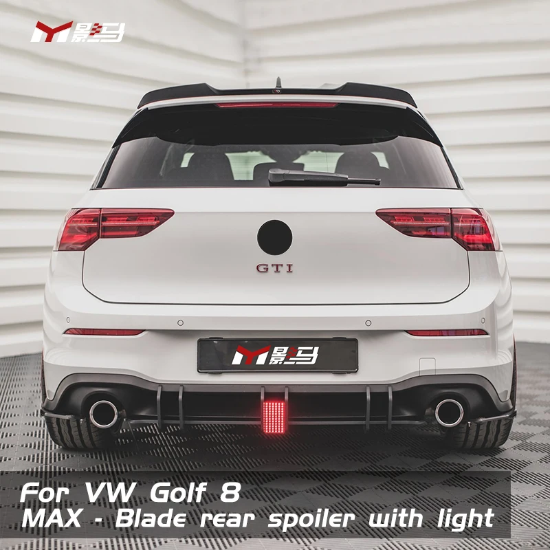 High Quality MAX style LED Car Rear Lip Protector Rear Bumper Lip Rear Diffuser For VW Golf MK8 GTI 2021 2022 2023