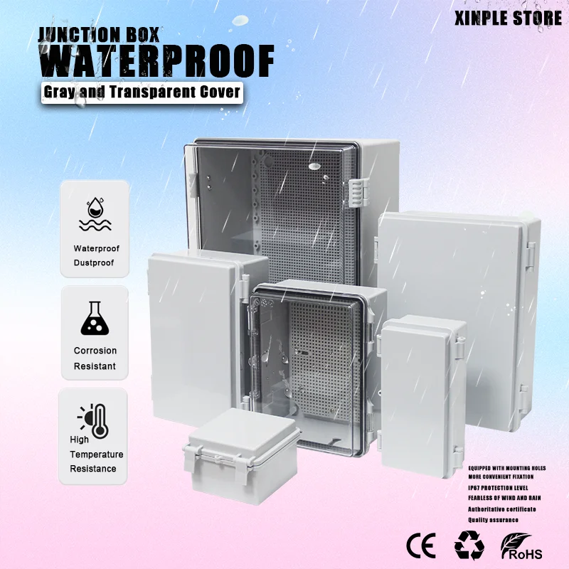 

IP66 Waterproof Transparent ABS Plastic Enclosure Junction Box Outdoor Power Distribution Electronic Instrument Case