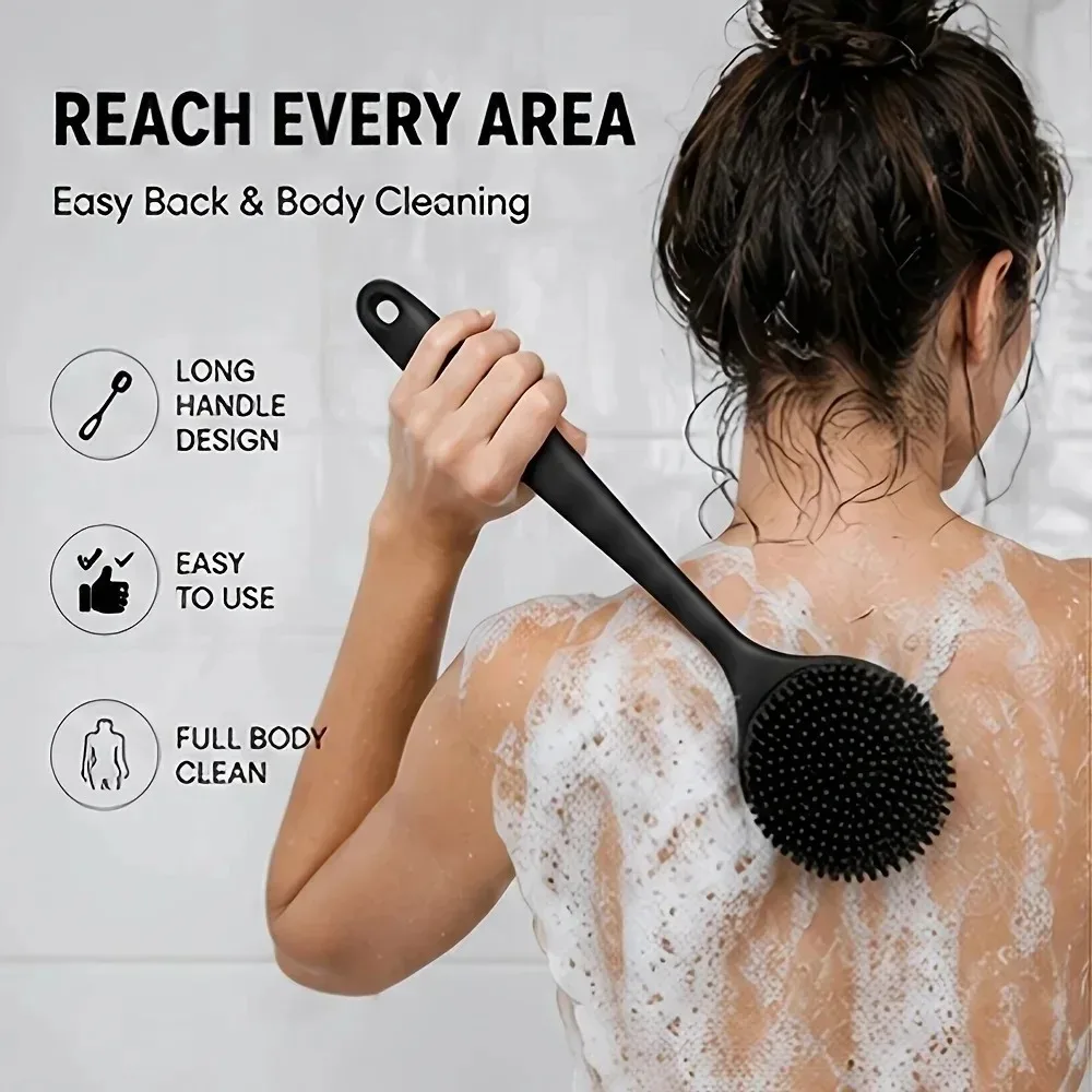 5/4/3/2/1-teiliges Körperbürsten-Set mit langem Griff, Rücken-Duschbürste, Silikon-Peelingbürste, Shampoo-Kopfhautmassagegerät für das Badezimmer – Detail 2