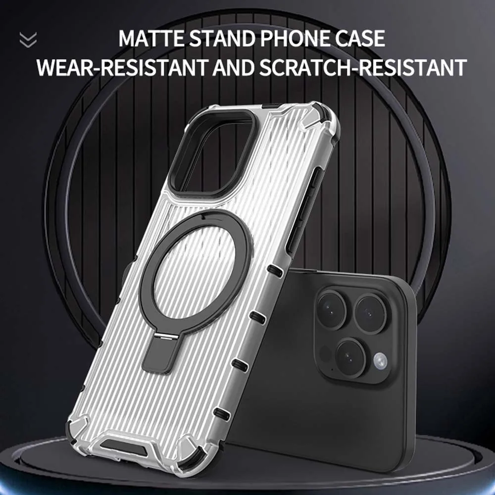 เคสขาตั้งแม่เหล็กสไตล์ตะแกรงสำหรับ iPhone 15 14 13 12 11 PRO MAX ฝาครอบกันกระแทก PC